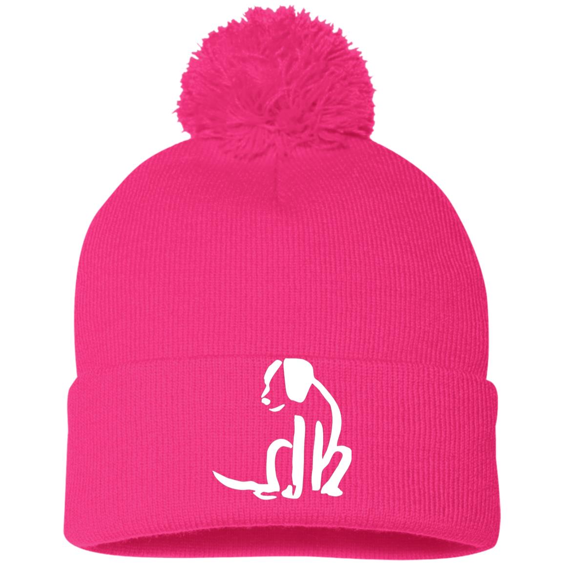 1155x1155 Dog Sketch Embroidered Pom Pom Knit Cap - Pom Pom Sketch