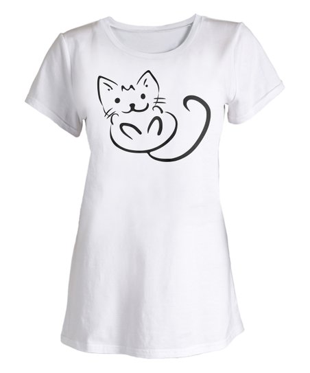 452x543 Pom Pom White Amp Black Kitty Sketch Tee - Pom Pom Sketch