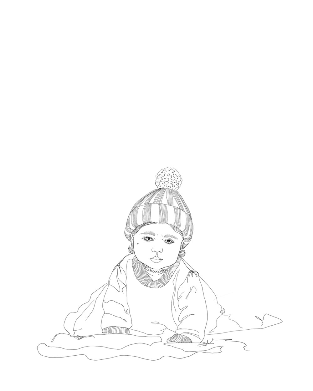 1000x1250 Baby Pom Pom The Pepita Olive Green Lynn Amp Lawrence - Pom Pom Sketch