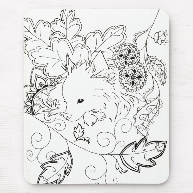 630x630 Pomeranian Sketch Mouse Pad - Pomeranian Sketch