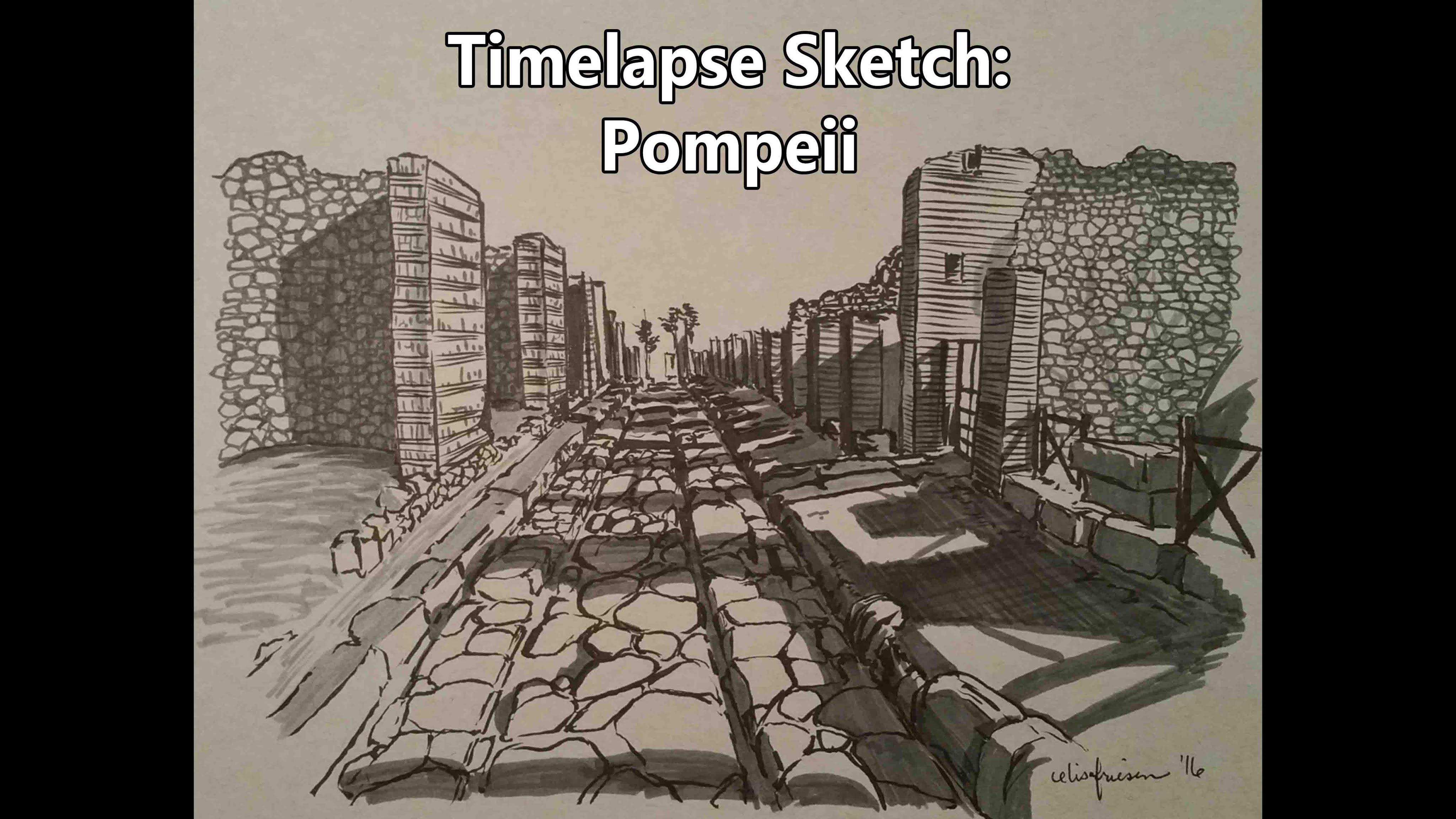 4096x2304 Time Lapse Sketch Of Pompeii - Pompeii Sketch