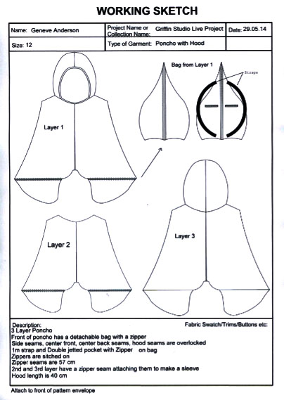 404x569 Poncho Working Drawing Geneveanderson - Poncho Sketch