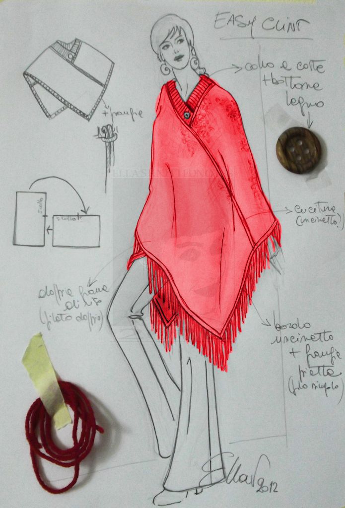 695x1024 The Project Knitted Notes - Poncho Sketch