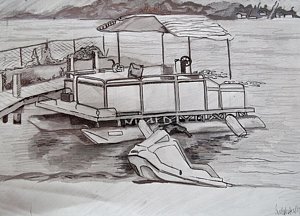 300x216 Pontoon Drawings Fine Art America - Pontoon Boat Sketch
