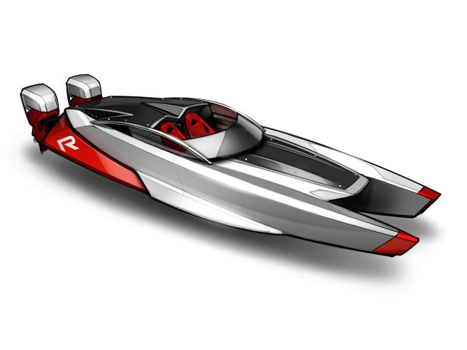 960x720 Cat Racing Boat Concept Lt Design Visualization Gt - Pontoon Boat Sketch