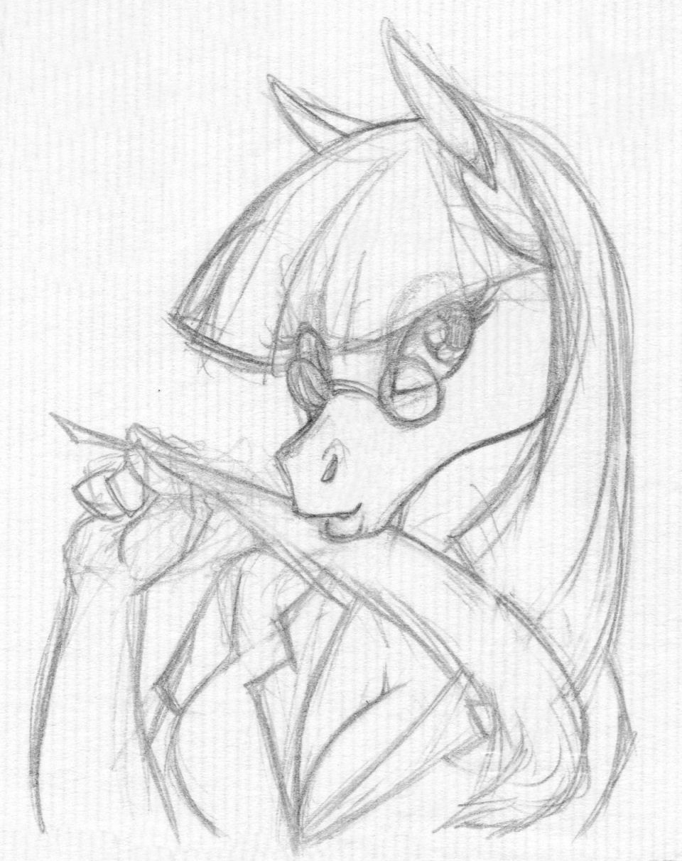 960x1213 Flirty Nerd Pony Sketch Weasyl - Pony Sketch
