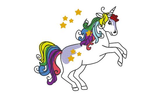 570x327 Rainbow Unicorn Pony Sketch Stitch Outline Bean Triple Stitch Etsy - Pony Sketch