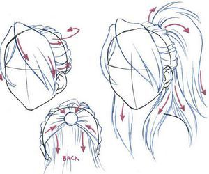 300x250 Half Ponytail Backfront Perspectives Drawing - Ponytail Sketch