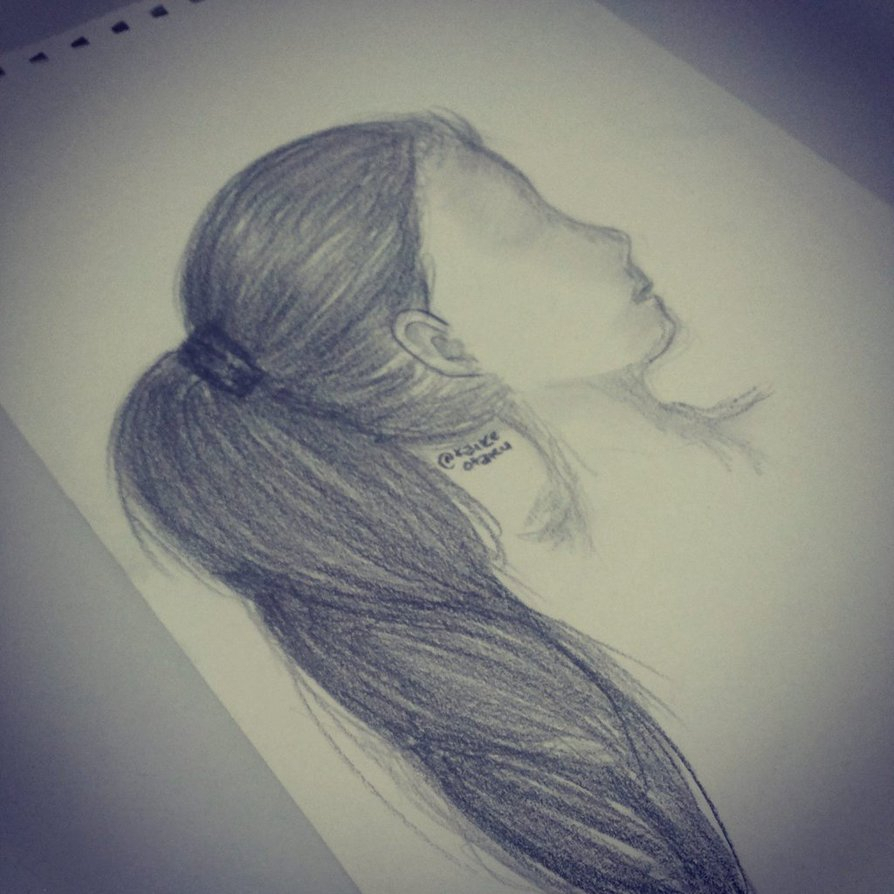 894x894 Ponytail Hair Drawing Ponytail Hair Sketchkikeeemikuuu On - Ponytail Sketch