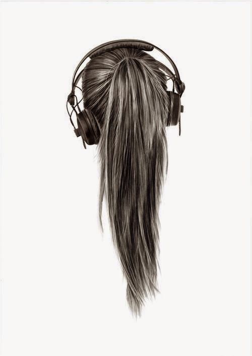 500x706 Ponytail And Headphones Sketch Drawings, Art And - Ponytail Sketch