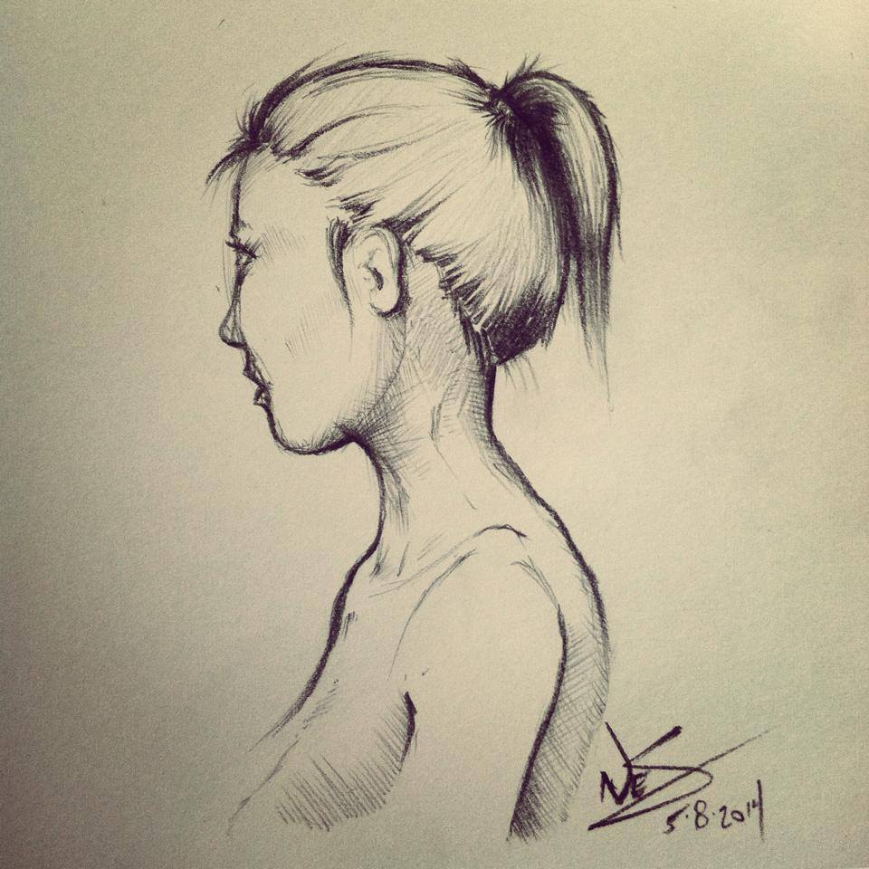 960x960 Sketch Girl With Ponytail Amazon Rising Studios - Ponytail Sketch
