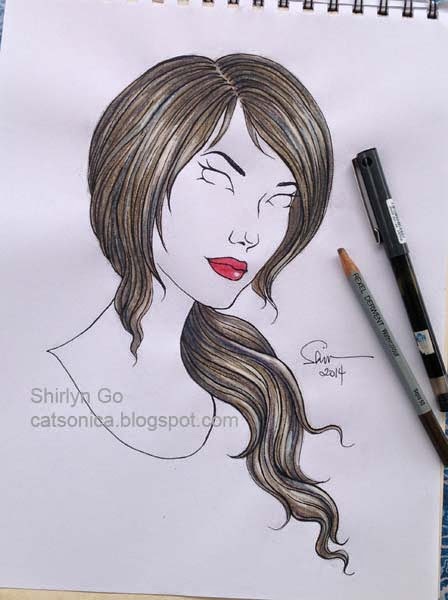 448x600 Catsonica Sketch... Side Swept - Ponytail Sketch