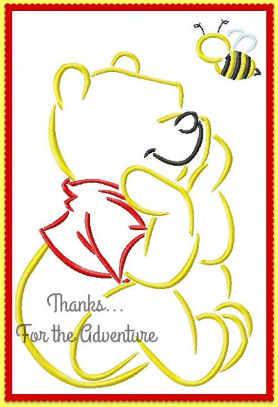 570x834 Pooh Bear From Winnie The Pooh Sketch Digital Embroidery Etsy - Pooh Bear Sketch