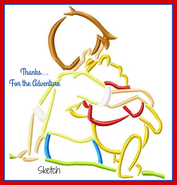 570x595 Christopher Robin And Pooh Bear From Winnie The Pooh Sketch Etsy - Pooh Bear Sketch