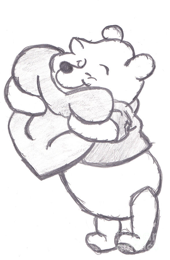 588x900 Huggable Pooh Bear Drawing By Melissa Vijay Bharwani - Pooh Sketch