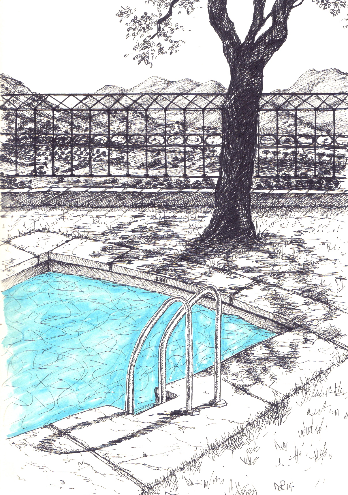 1207x1716 My Travel Sketchbook Swimming Pool - Pool Sketch