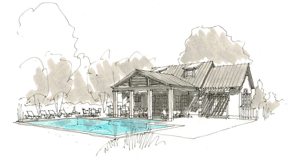 1000x526 Pool Cabana Kimmel Studio - Pool Sketch