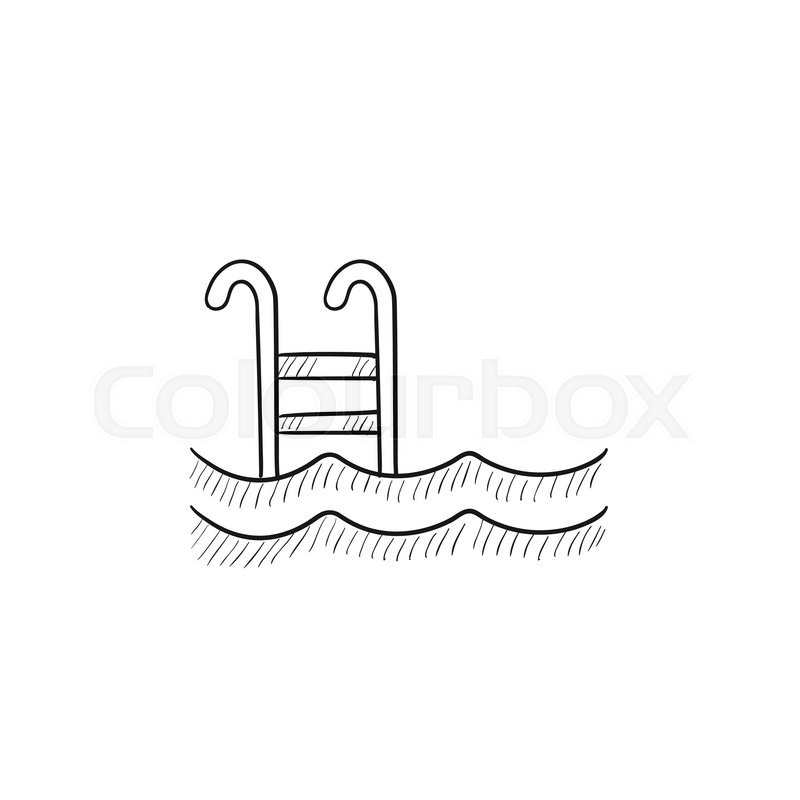 800x800 Swimming Pool With Ladder Vector Sketch Icon Isolated On - Pool Sketch