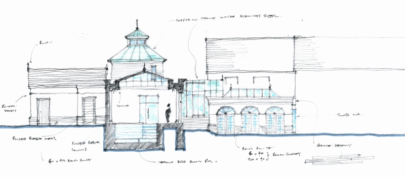 800x350 Concept Sketches For New Orangery And Swimming Pool - Pool Sketch