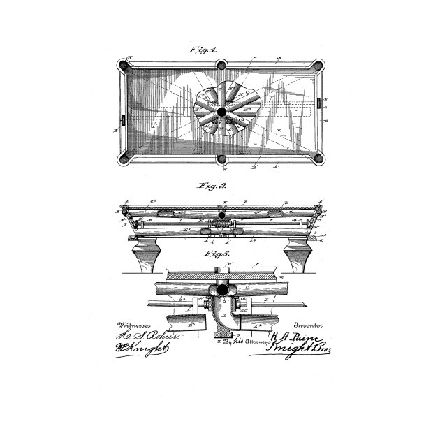 630x630 Pool Table Vintage Patent Drawing - Pool Table Sketch