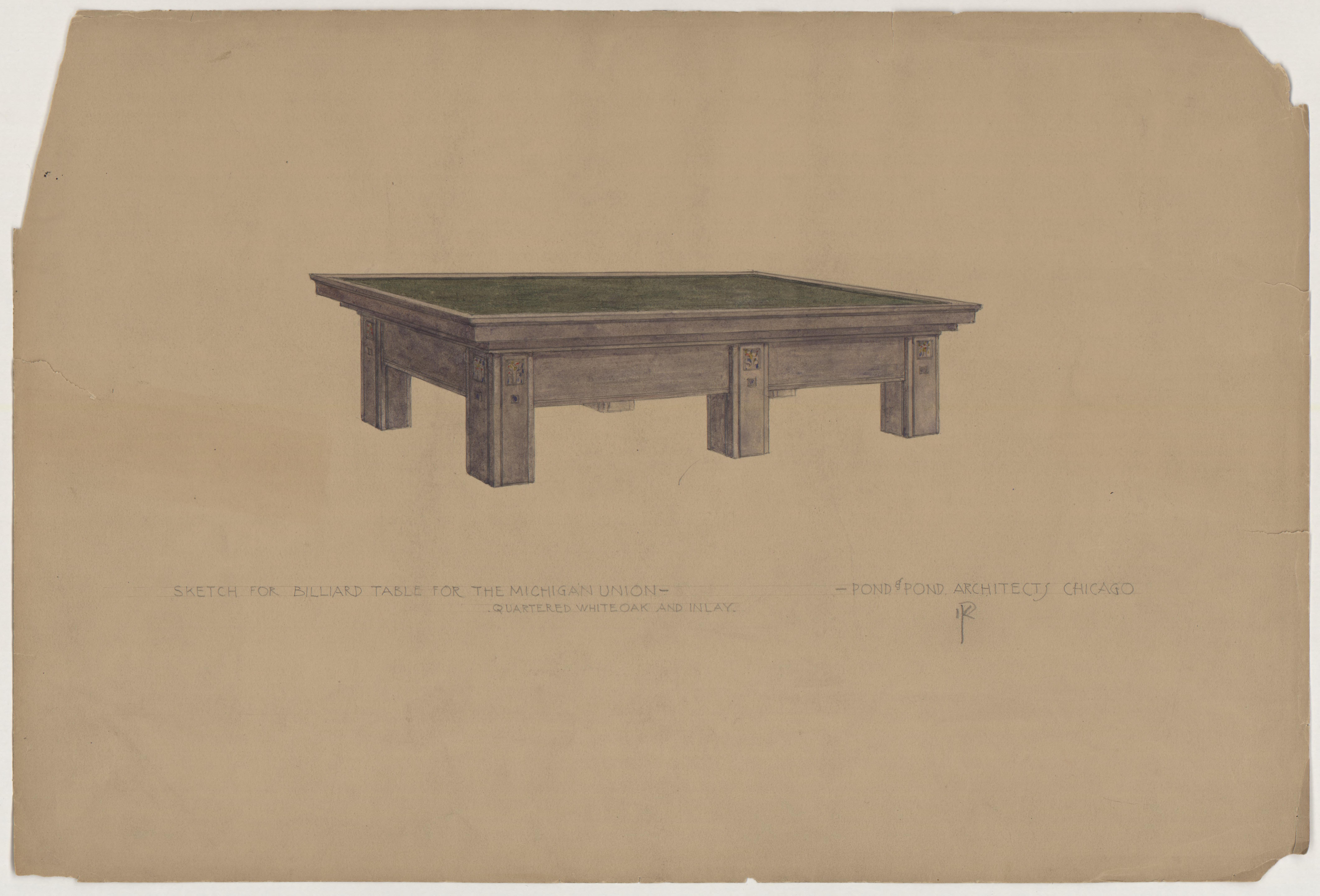8488x5760 Bentley Image Bank, Bentley Historical Library Sketch For - Pool Table Sketch