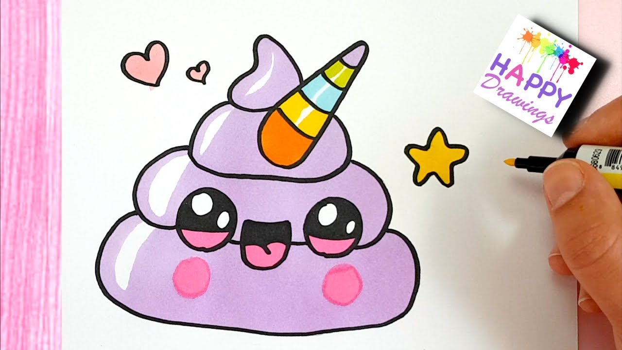 1280x720 How To Draw Cute Rainbow Unicorn Emoji Poop - Poop Sketch