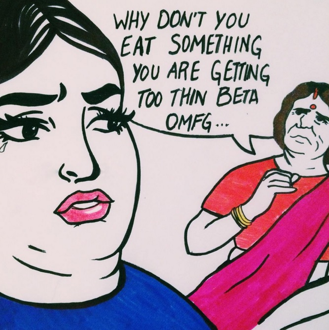 667x669 Indian Parents And Daughters 17 Hilarious Pop Art Sketches - Pop Art Sketches