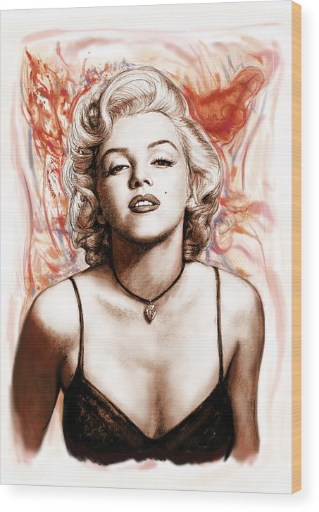 453x726 Marilyn Monroe Pop Art Drawing Sketch Portrait Wood Print By Kim Wang - Pop Art Sketches