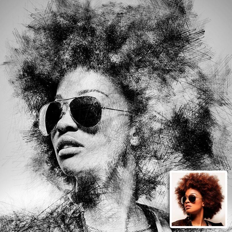 785x785 Custom Sketch Portrait, Drawn From Photo, Pop Art Sketches, Popart - Pop Art Sketches