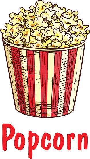 313x552 Popcorn Bucket Sketch For Fast Food Design Premium Clipart - Popcorn Sketch