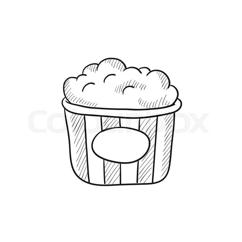 800x800 Popcorn Vector Sketch Icon Isolated On Background. Hand Drawn - Popcorn Sketch
