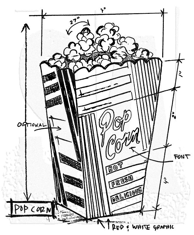 661x800 Tim Holtz Wood Mounted Stamp - Popcorn Sketch