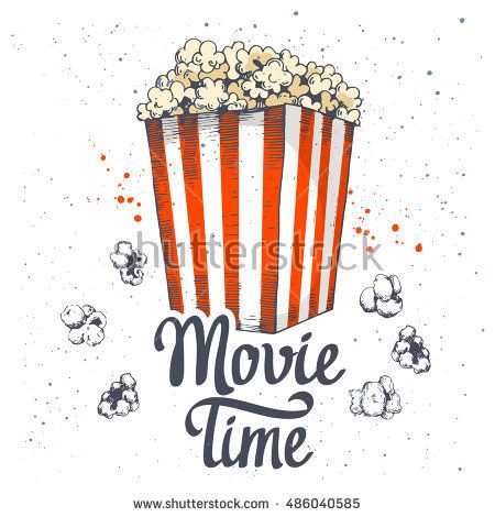 450x470 Vector Illustration With Sketch Popcorn Bucket. Sketch Design - Popcorn Sketch