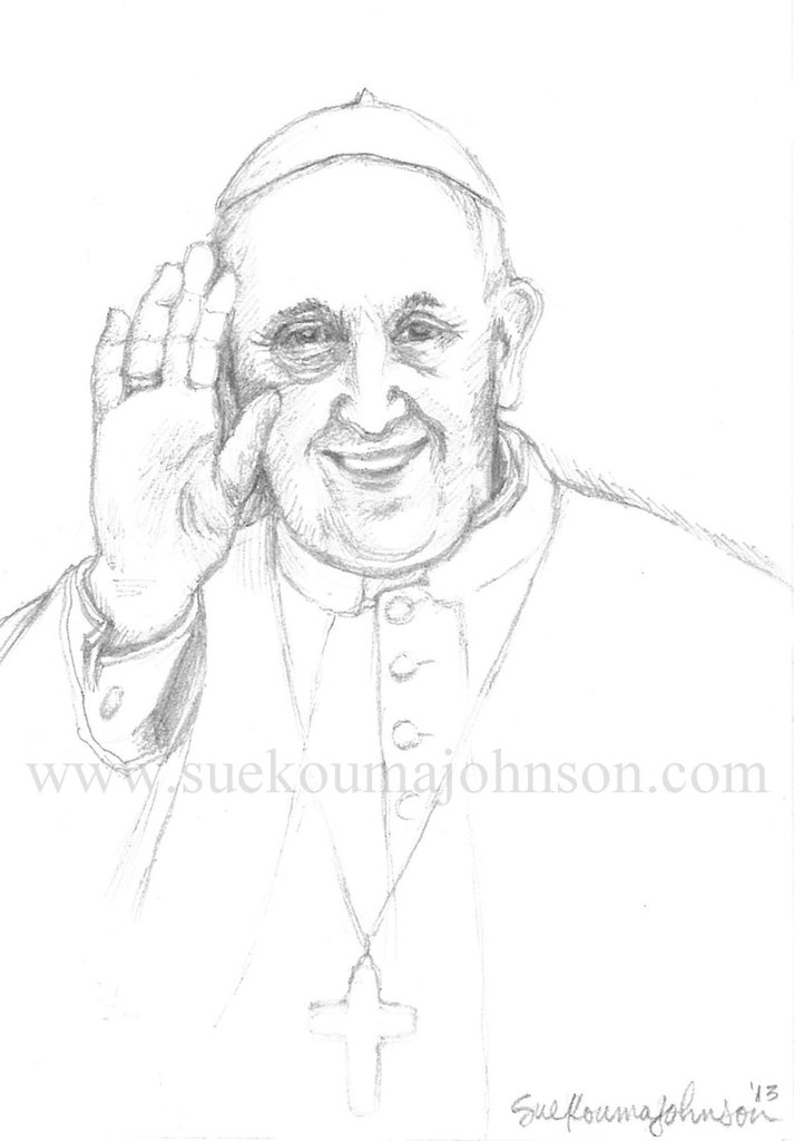 713x1024 Pope Francis Art Print Catholic Art And Jewelry - Pope Francis Sketch