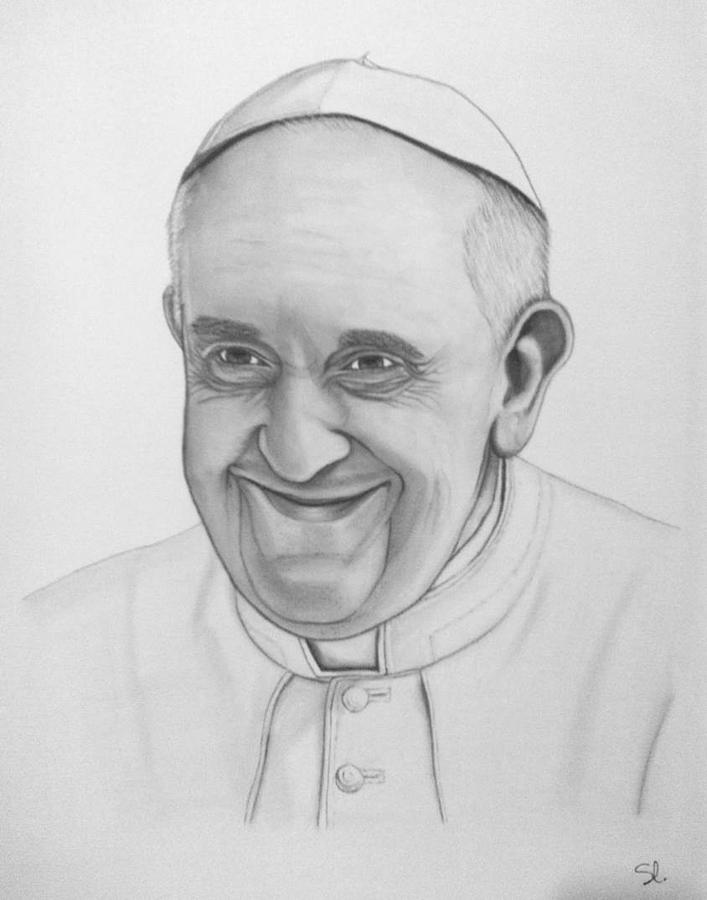 707x900 Pope Francis Drawing By Silvia Louro - Pope Francis Sketch