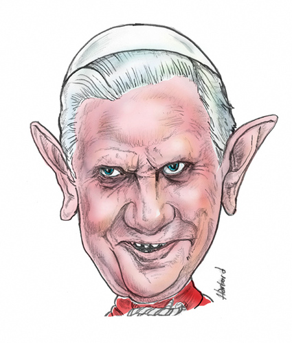 425x500 Pope Benedict Xvi Caricature By Harbord Famous People Cartoon - Pope Sketch