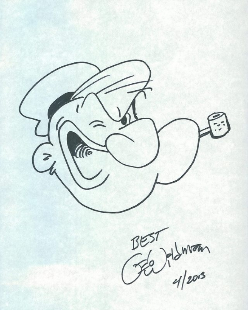 800x1000 Online Sports Memorabilia Auction Pristine Auction - Popeye Sketch