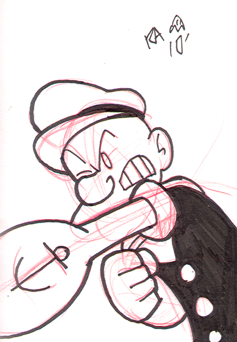 474x683 Popeye Sketch Card By Pembroke - Popeye Sketch