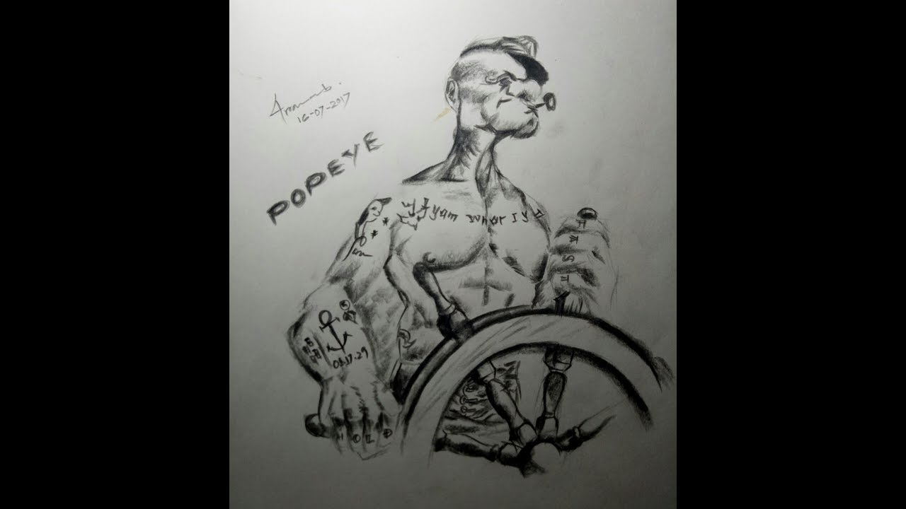 1280x720 Popeye The Sailor Movie Sketch - Popeye Sketch