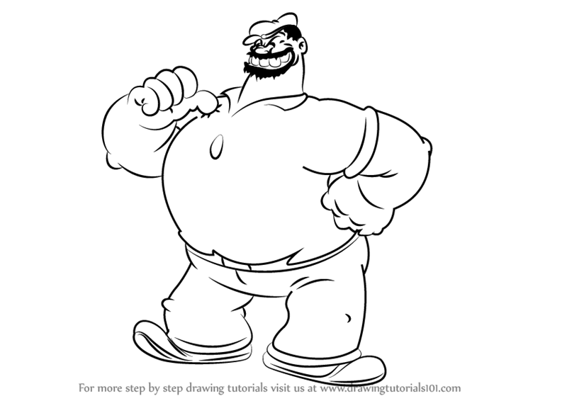 800x566 Learn How To Draw Bluto From Popeye The Sailor (Popeye The Sailor - Popeye Sketch