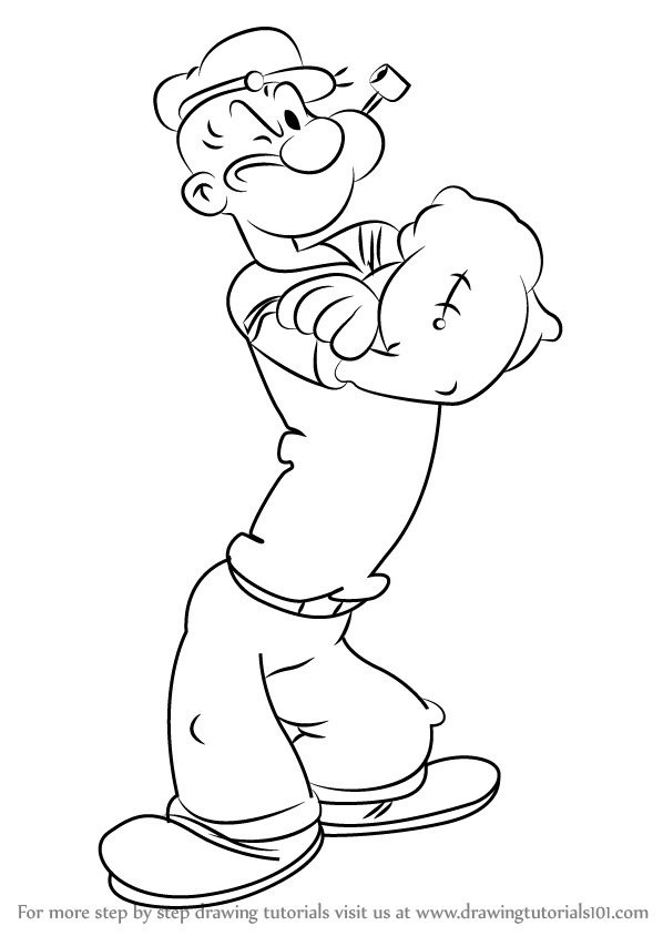 598x844 Learn How To Draw Popeye From Popeye The Sailor (Popeye The Sailor - Popeye Sketch