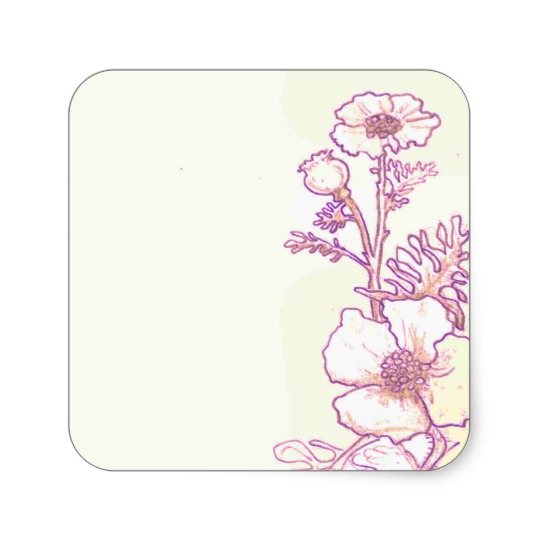 540x540 Wildflower Floral Poppy Flower Sketch Stickers - Poppy Flower Sketch