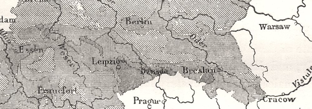 1000x350 Density Of Population In Germany. Sketch Map 1885 Old Antique Plan - Population Sketch