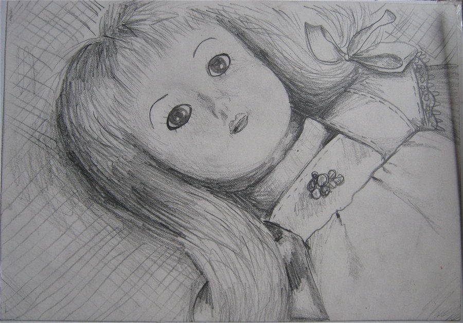 900x629 Doll Sketch By Beckyholly Porcelain Dolls - Porcelain Doll Sketch