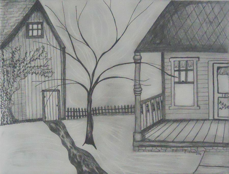 900x683 The Porch Drawing By Shannon Crandall - Porch Sketch