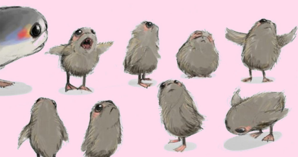 1024x538 The Origin Of Porgs, According To A Star Wars Creature Maker - Porg Sketch