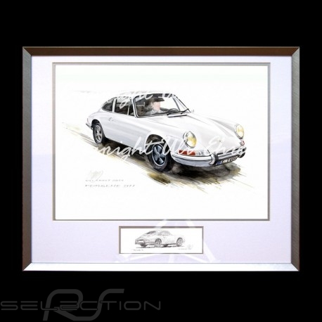 458x458 Porsche 911 Classic White Big Aluminum Frame With Black And White - Porsche 911 Sketch