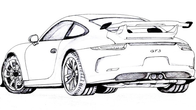 porsche gt3rs drawing