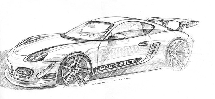 750x345 Porsche Cayman - Porsche Sketch