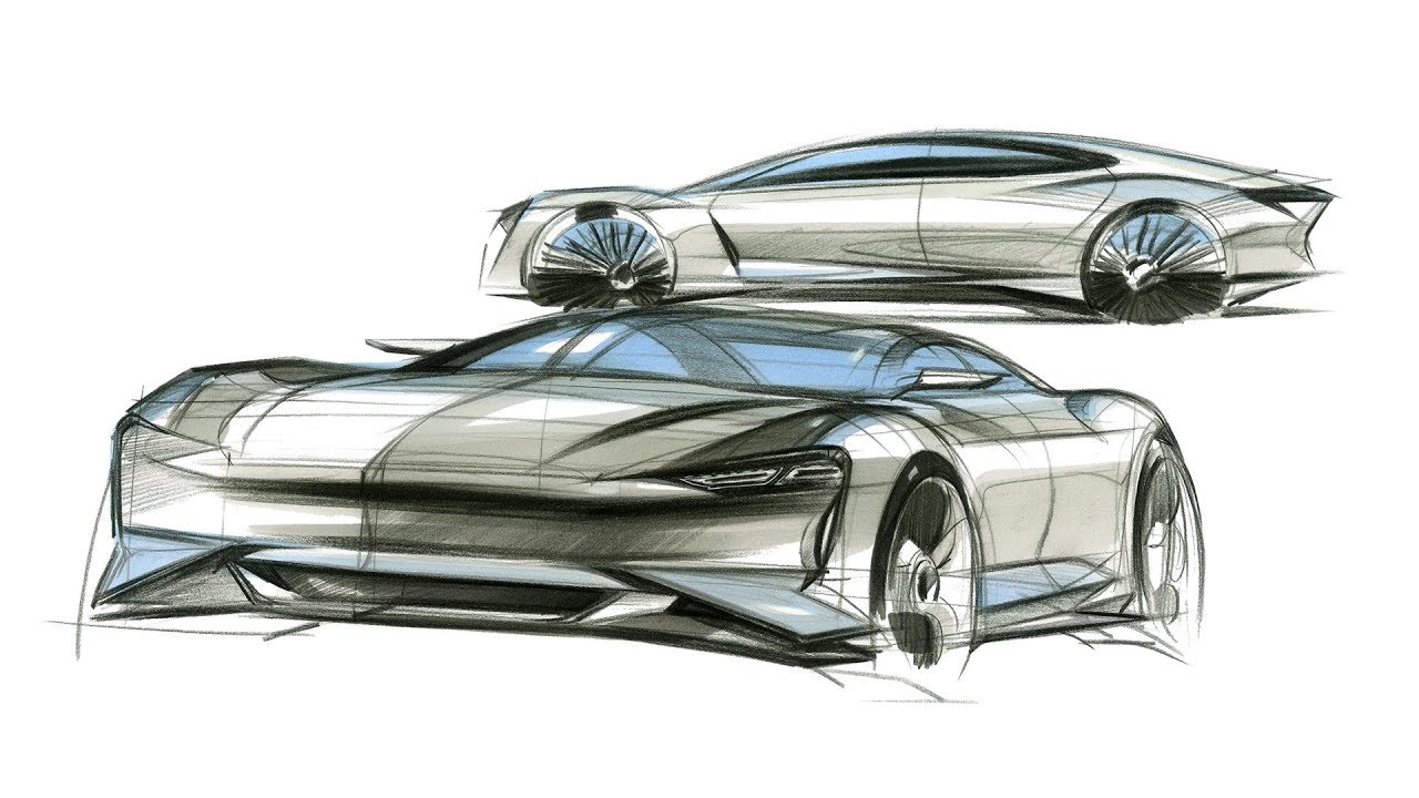1280x720 Car Design Sketch(Porsche Mission E) - Porsche Sketch